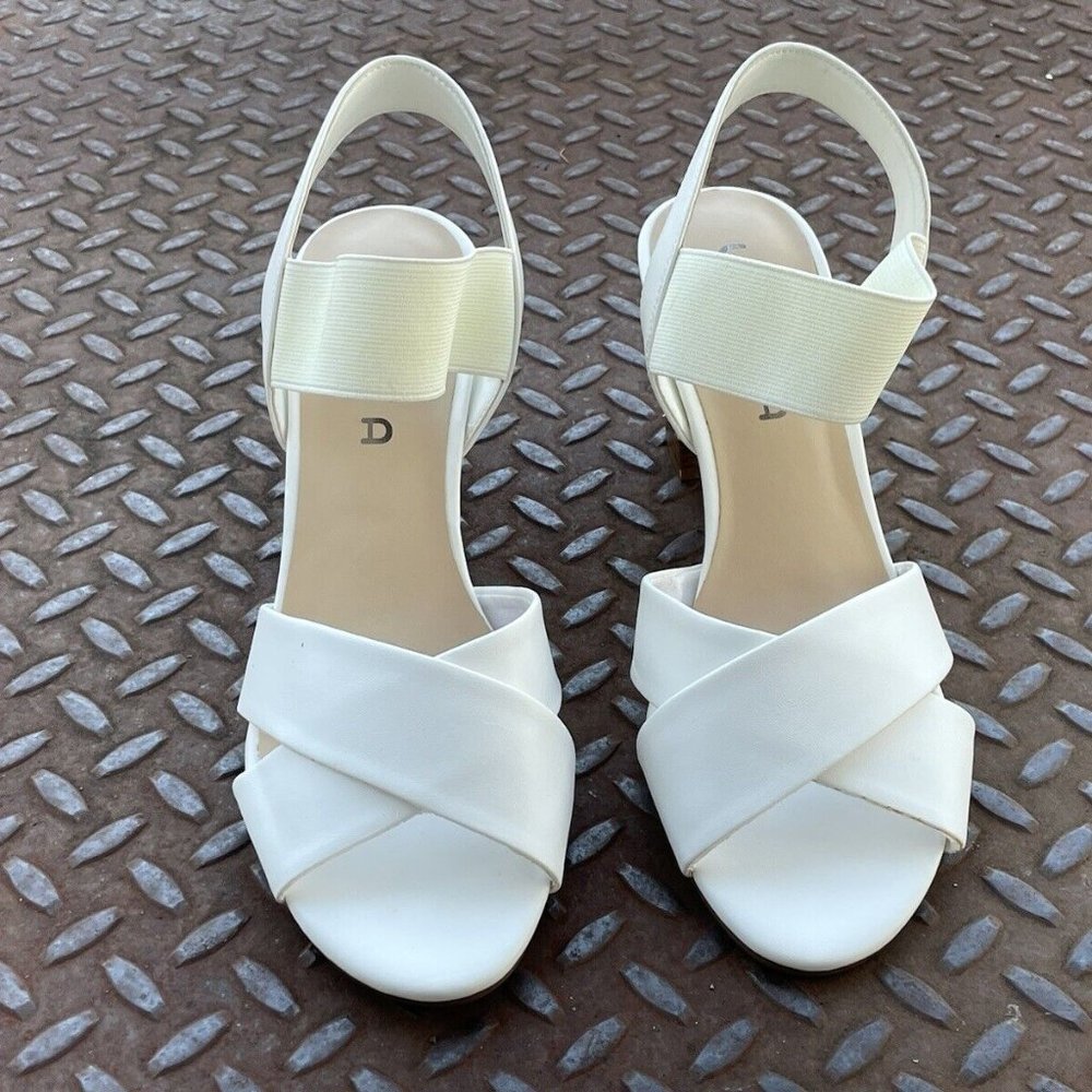 Unisa Women Sandal White Leather Upper Heel Shoes 10M